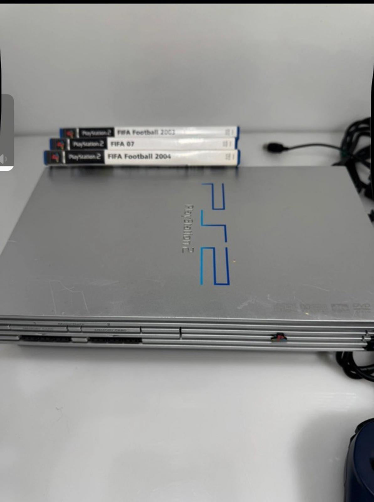 PS2 PlayStation Console Silver (PS2) with 3 Games and Controller. Working