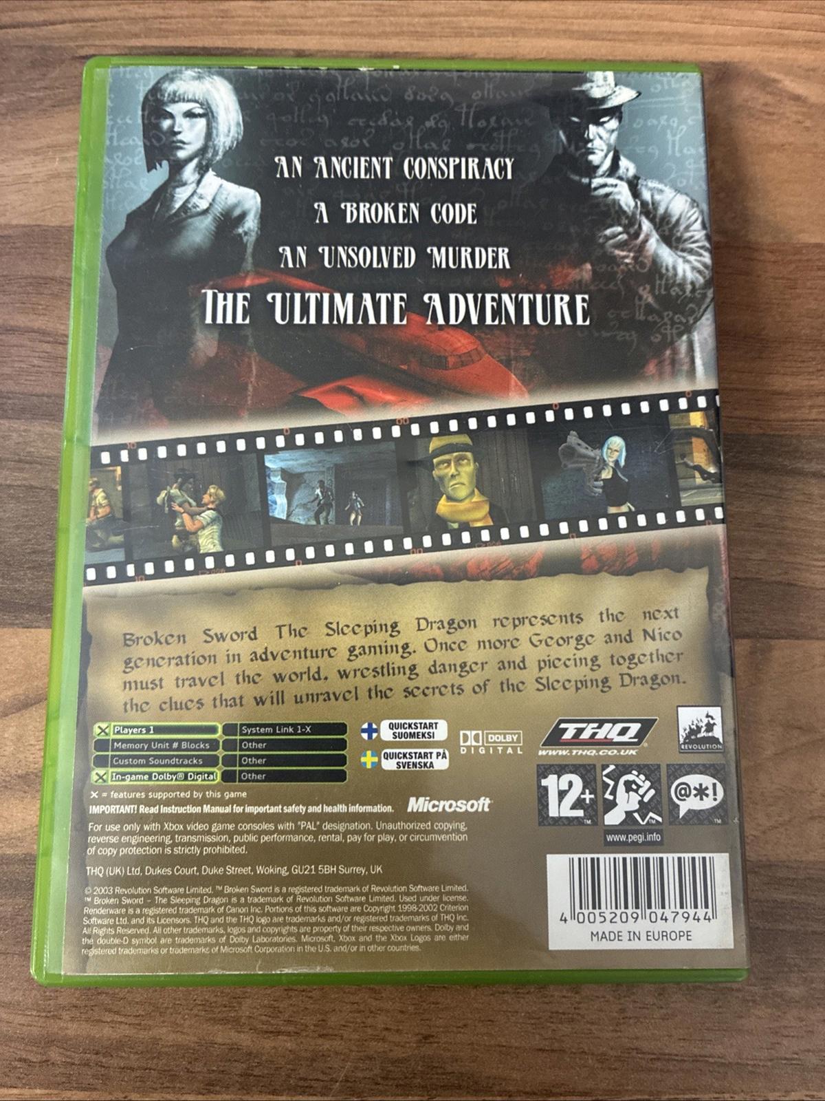 Broken Sword: The Sleeping Dragon (Microsoft Xbox, 2003) - European Version