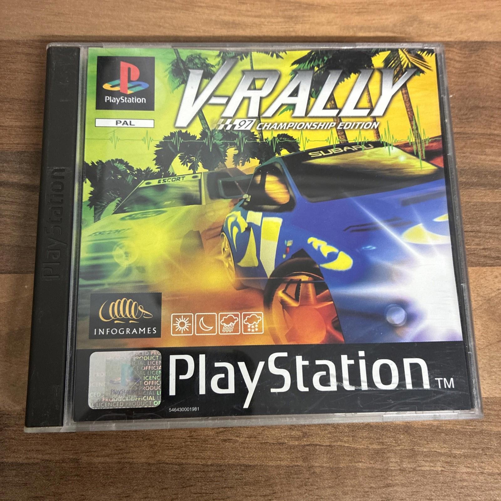 V-Rally PS1 Black Label(COMPLETE INC MANUAL) Sony Playstation- Great Case