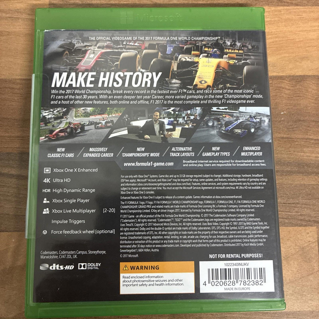 F1 2017 - Xbox One/ Series X Game, Tested, PAL, Manual Incl