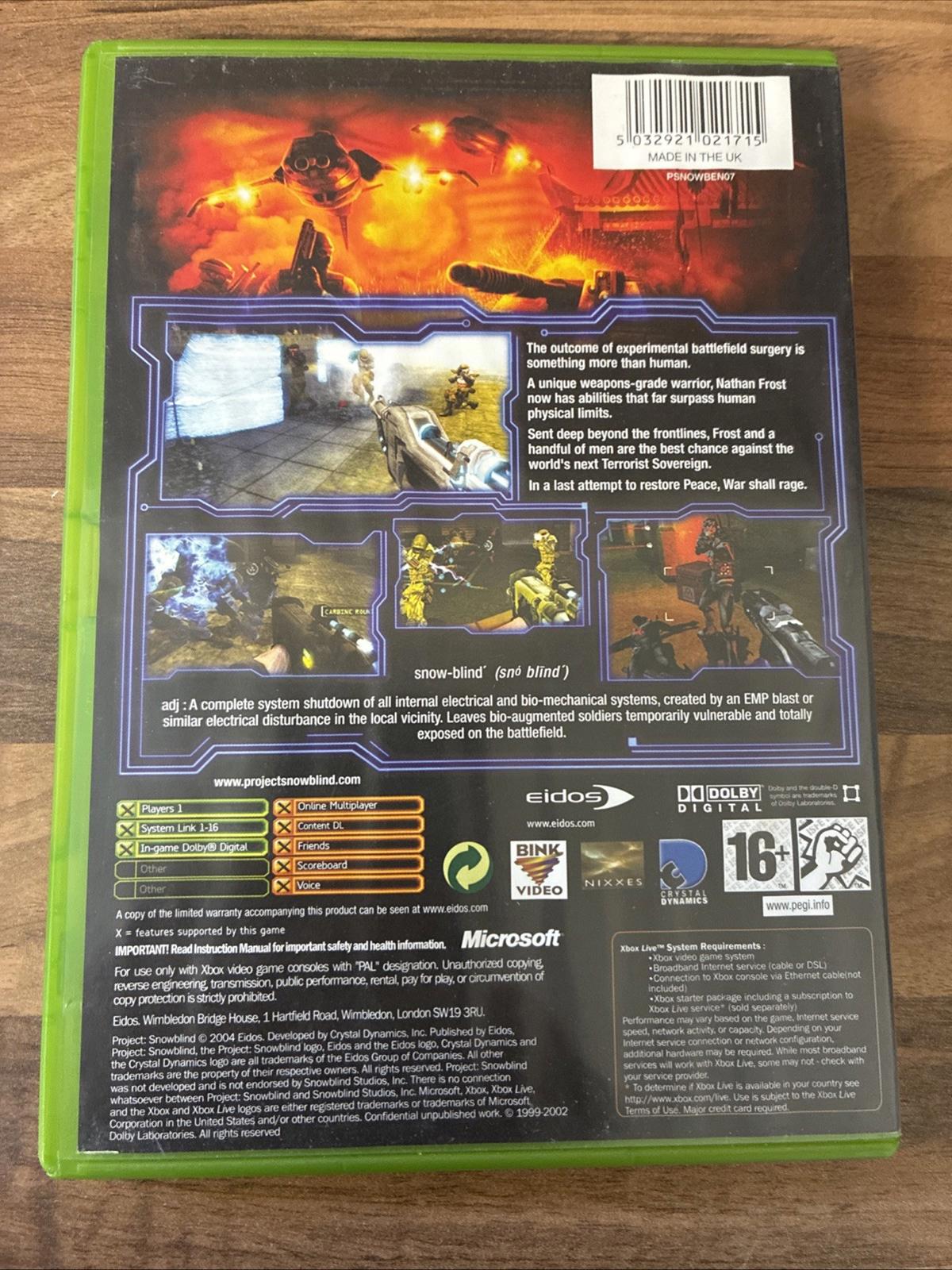 Project Snowblind Xbox UK Pal Includes Manual
