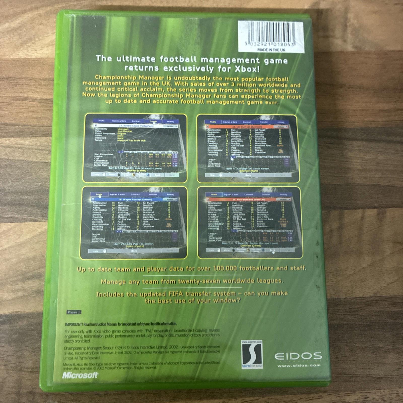 Championship Manager: Season 02/03 Original Xbox-Complete