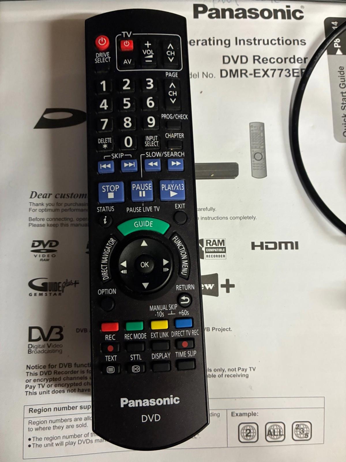 Panasonic DMR-EX773 Freeview DVD Recorder 160GB with Remote Black TESTED