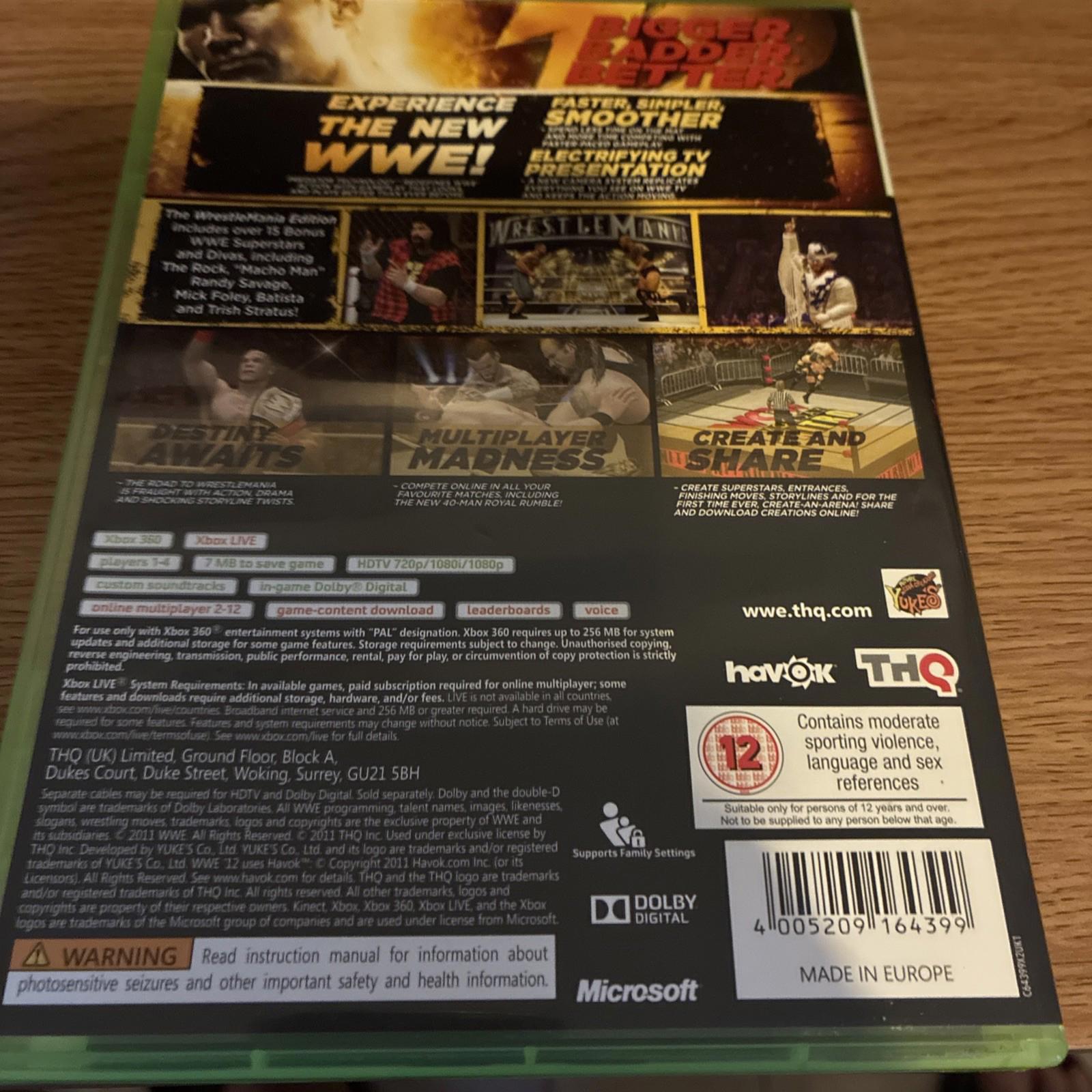 WWE '12 WrestleMania Edition (Xbox 360) PEGI 16+ Compilation Fast and FREE P & P