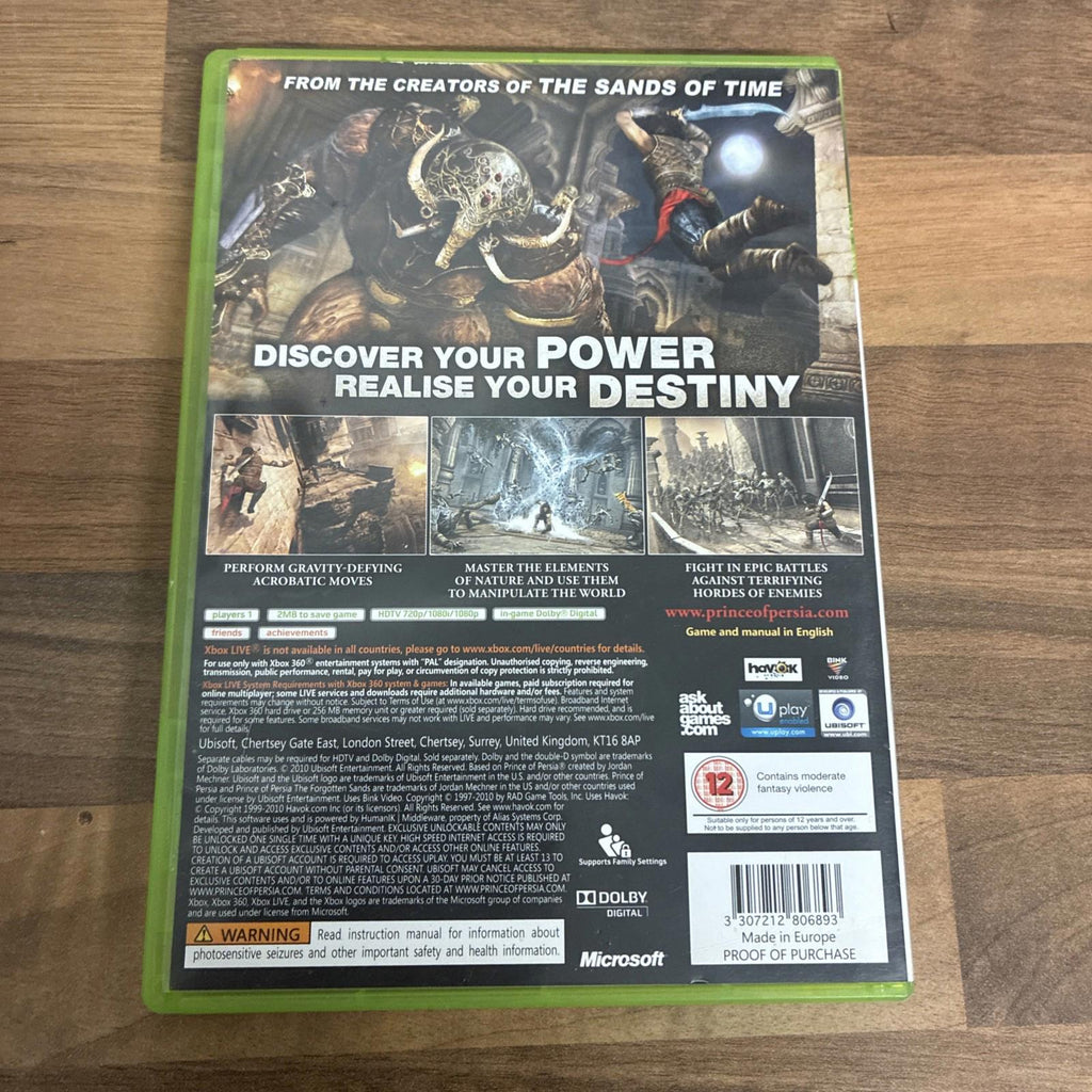 Prince of Persia: The Forgotten Sands (Microsoft Xbox 360, 2010) - European