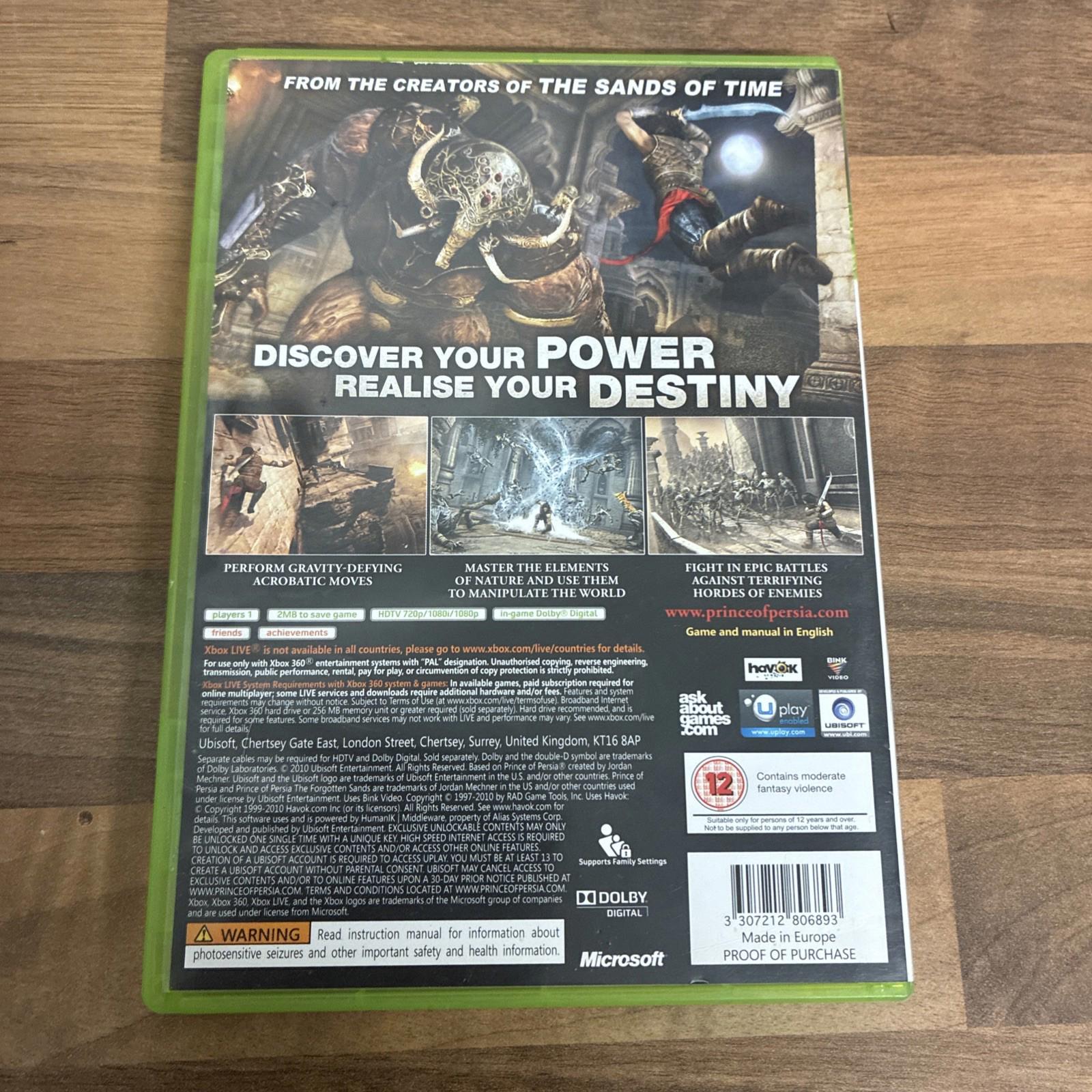 Prince of Persia: The Forgotten Sands (Microsoft Xbox 360, 2010) - European