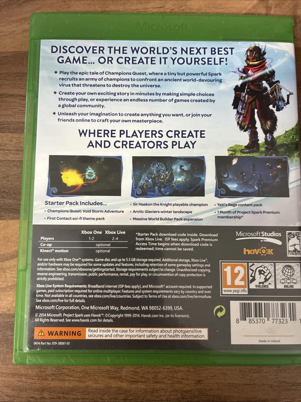 Project Spark (Microsoft Xbox One, 2014) Complete In Very Good Condition