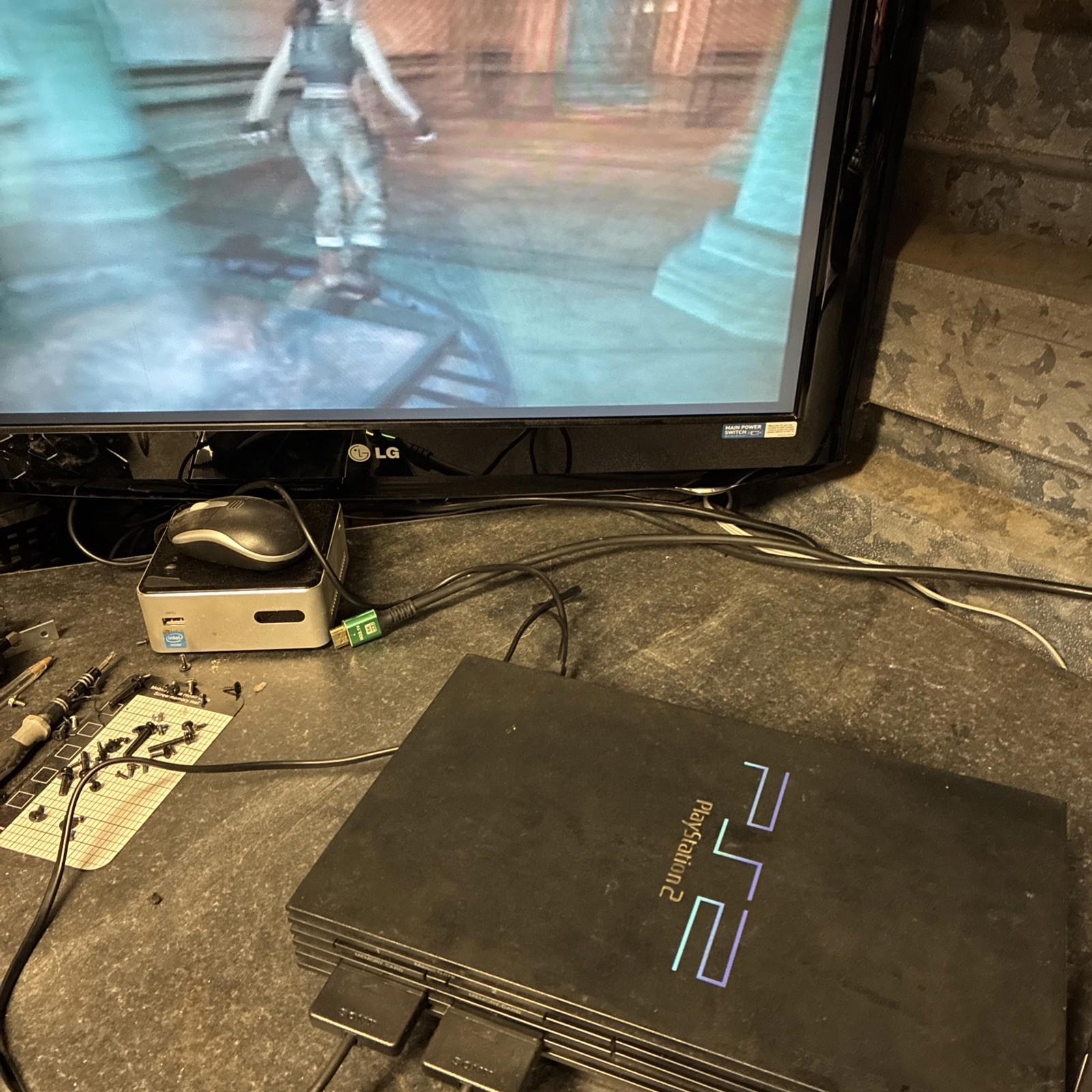 Sony Playstation Black PAL PS2 - SCPH-50003 Working 2 X Controllers & Memory 256