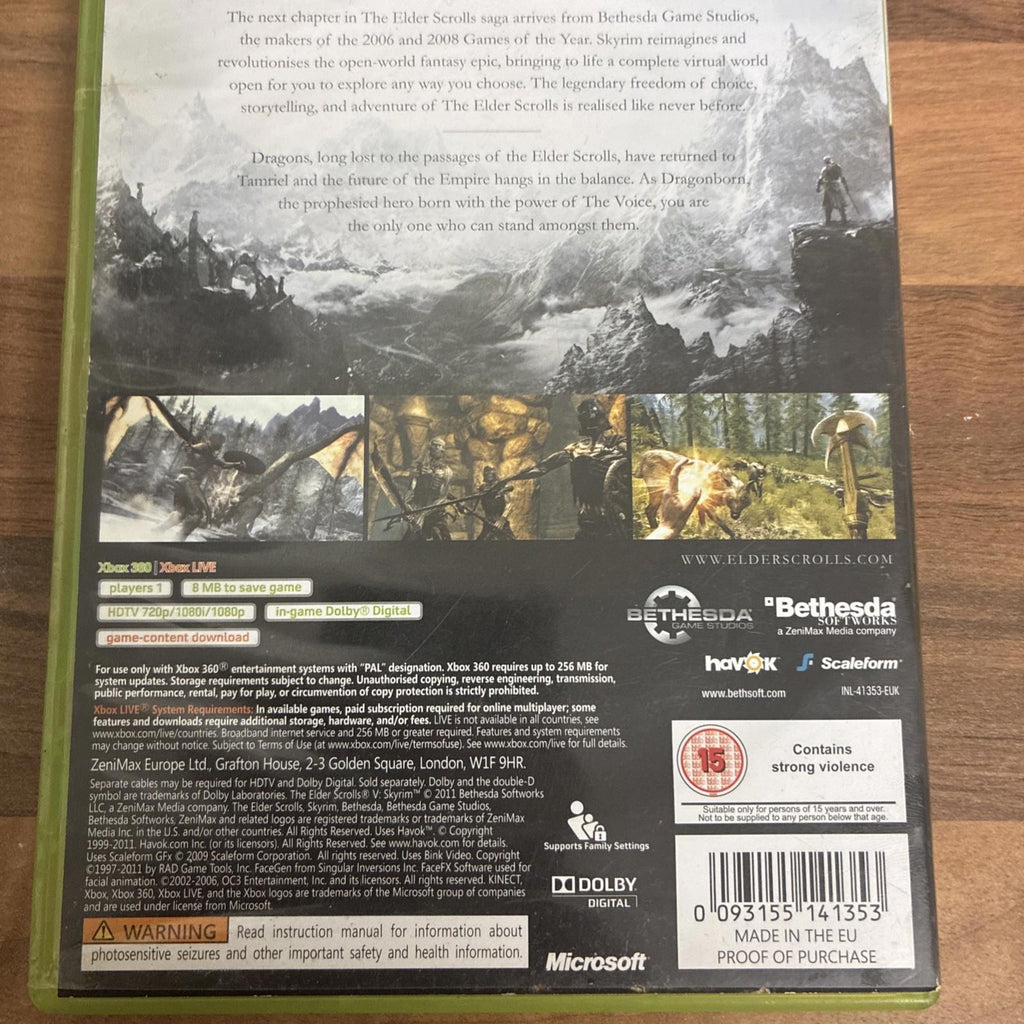 The Elder Scrolls V: Skyrim (Microsoft Xbox 360, 2011)