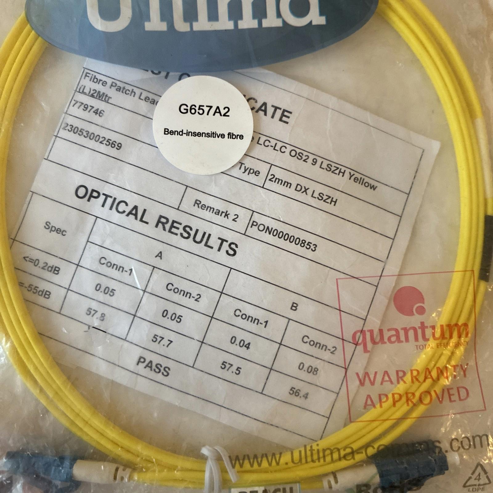 Fibre Optic Patch Cable LC APC-LC APC Duplex OS2 Single-mode w/ 2mm Jacket 0.5m