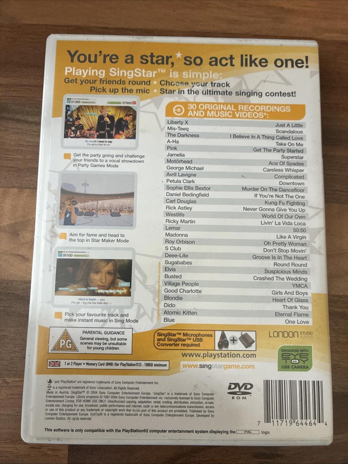 SingStar (Sony PlayStation 2 2007) PS2 Video Game No Manual Vgc