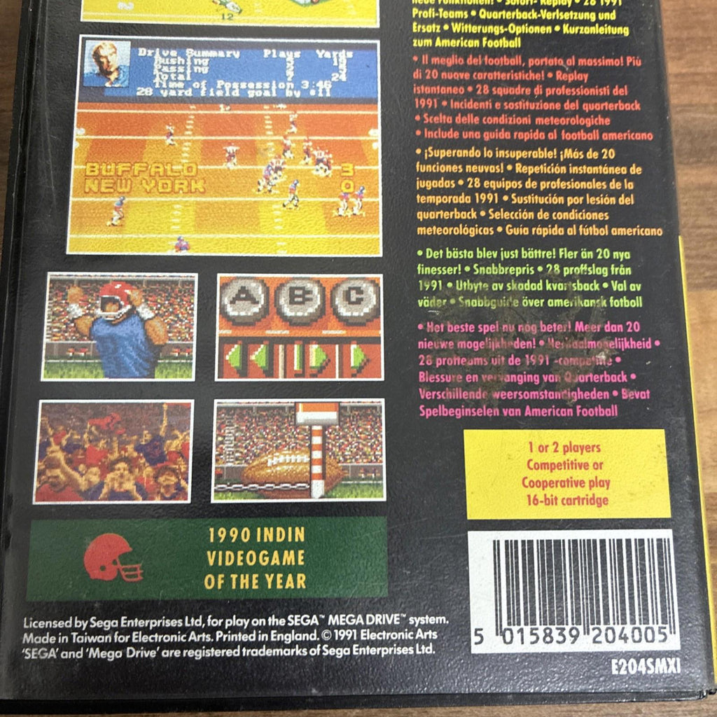 John Madden Football '92 Sega Mega Drive Complete with Manual
