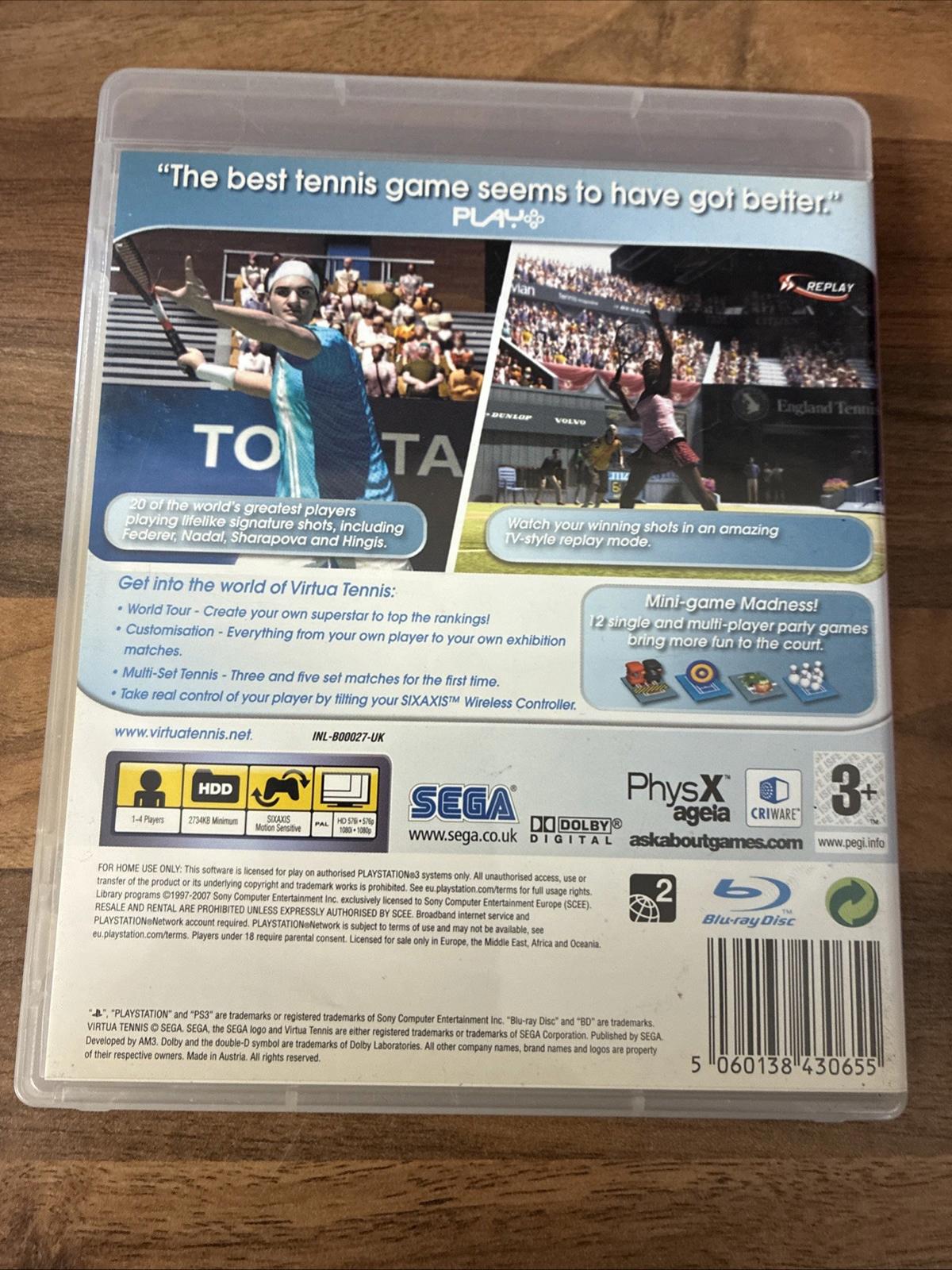 PlayStation 3 : Virtua Tennis 3 (PS3) Includes Manual In VGC