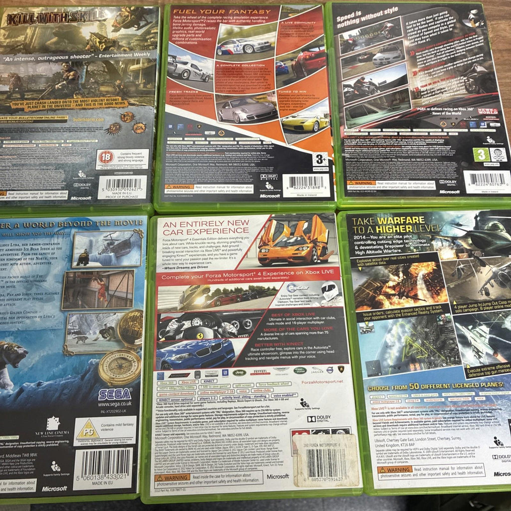 Xbox 360 Game Bundle x6 Inc Forza, HAWK, Bulletstorm & The Golden Compass VGC