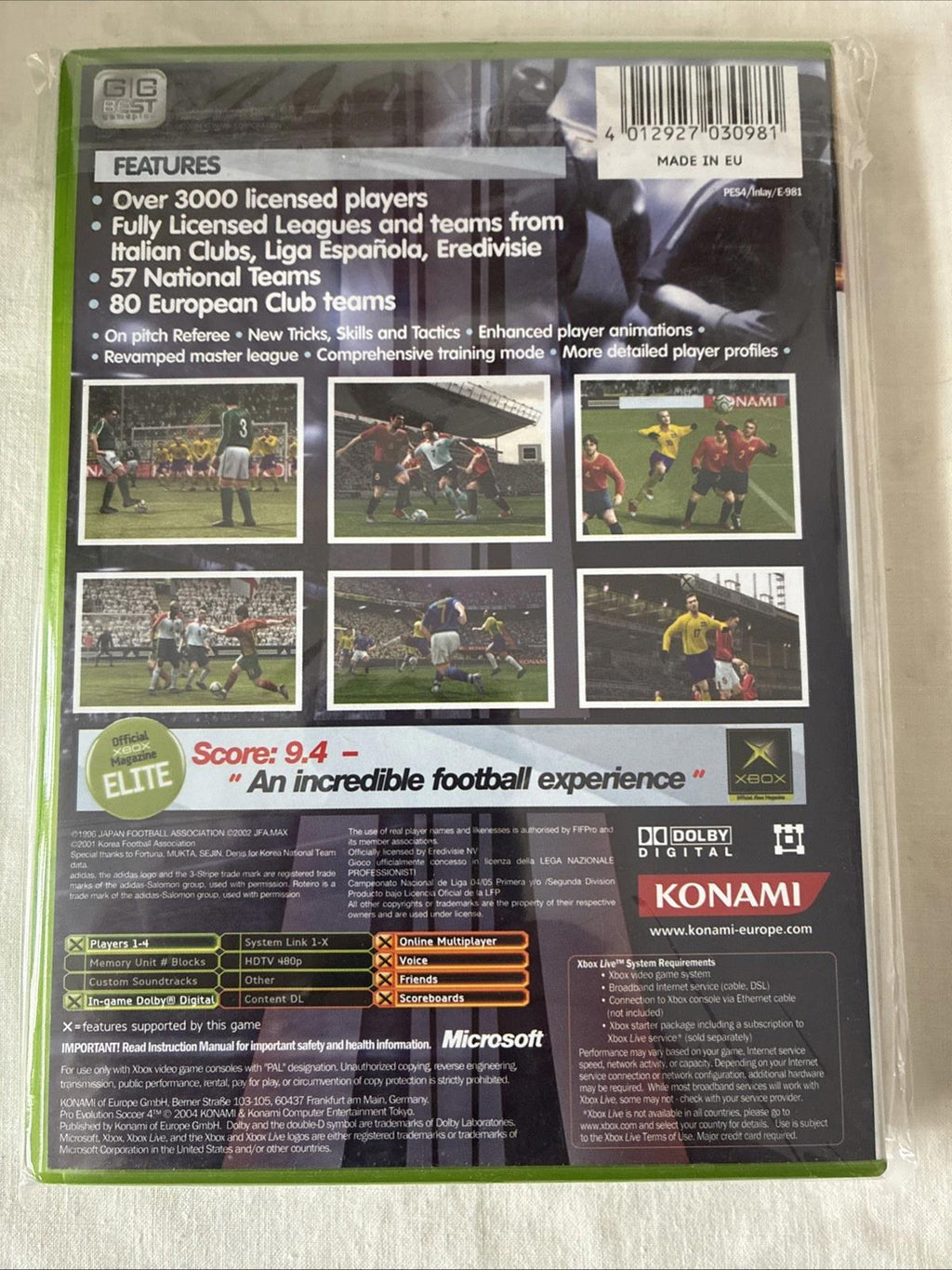 Pro Evolution Soccer 4 (Xbox 2004) With Manual