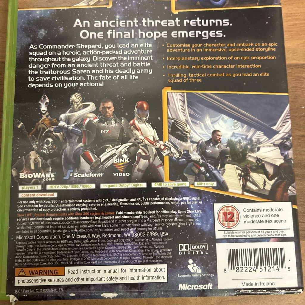Mass Effect (Microsoft Xbox 360, 2007)