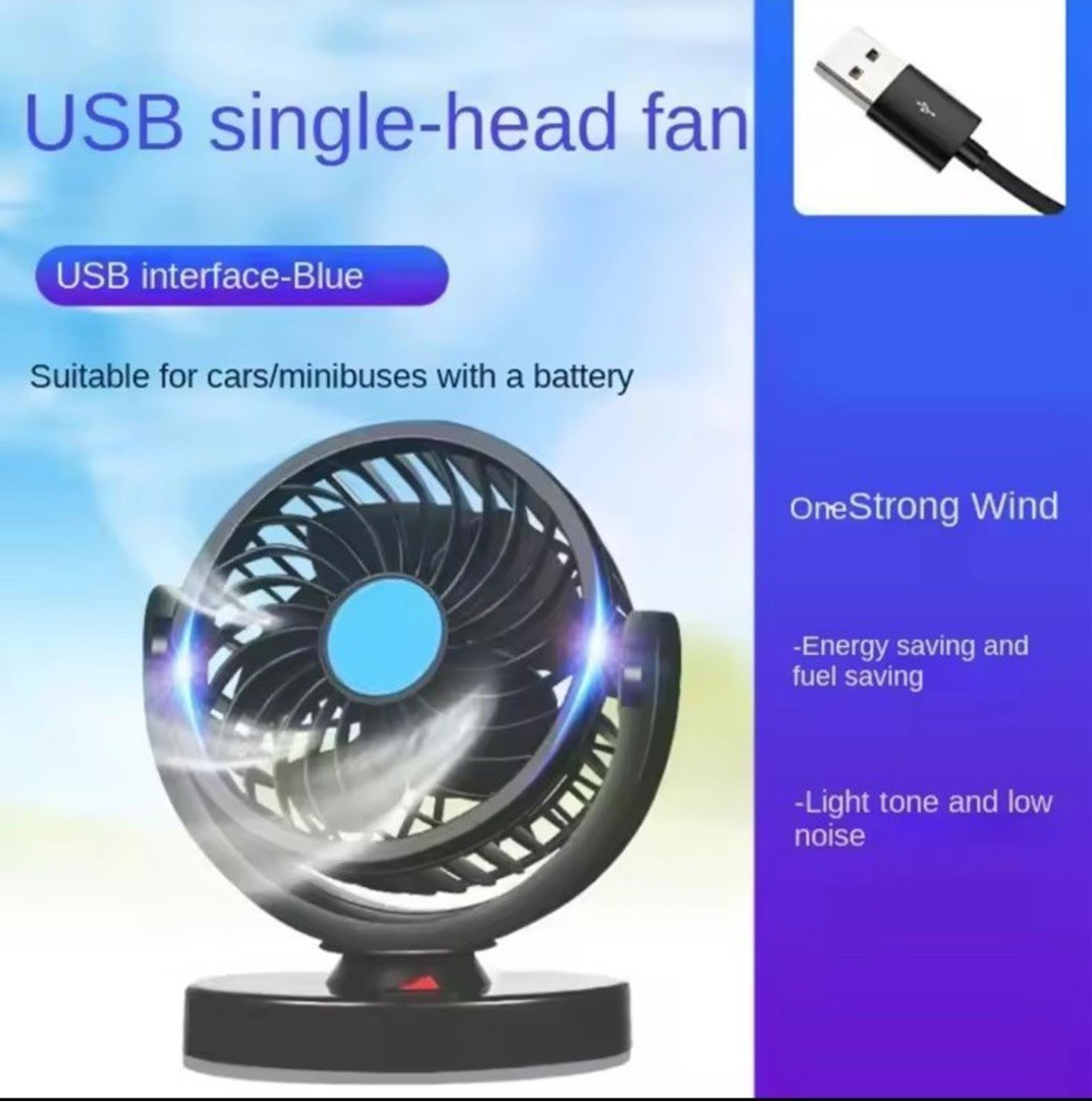Car Fan USB Single Head Fan For Motorhome/camper/truck/car USB Powered