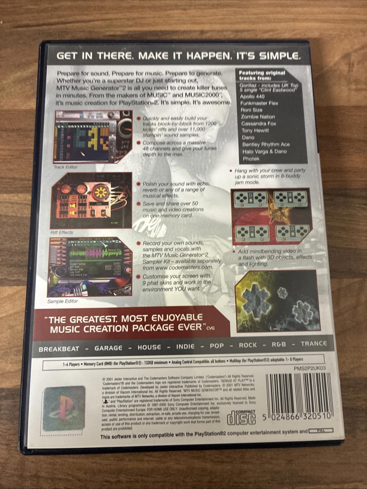 MTV Music Generator 2 (Sony PlayStation 2, 2001) -  VGC No Manual