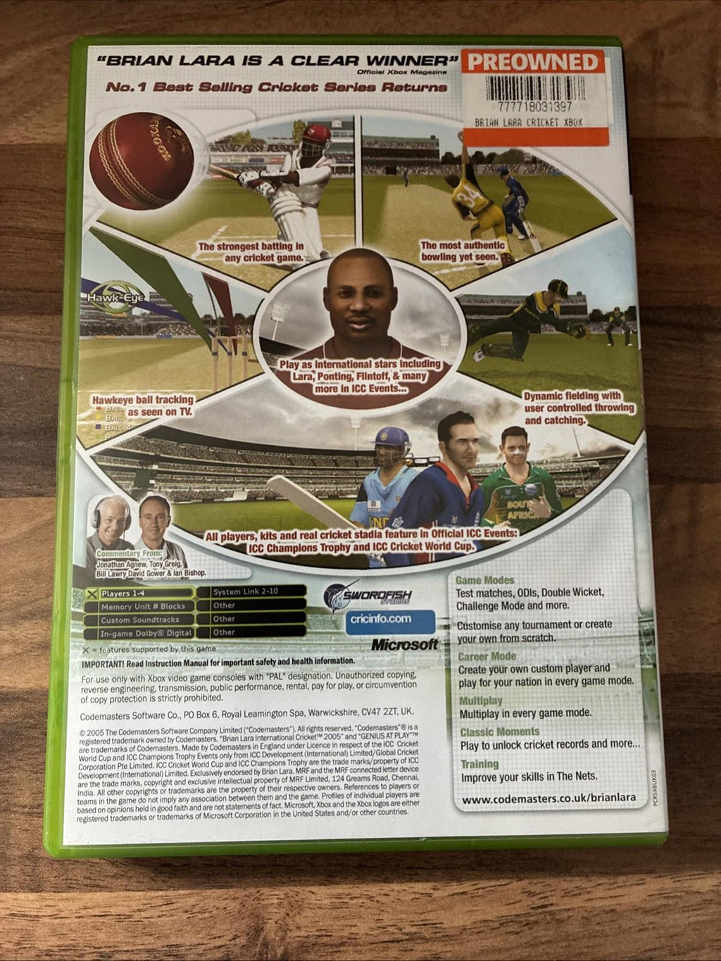 Xbox : Brian Lara International Cricket 2005 (X VideoGames Fast and FREE P & P