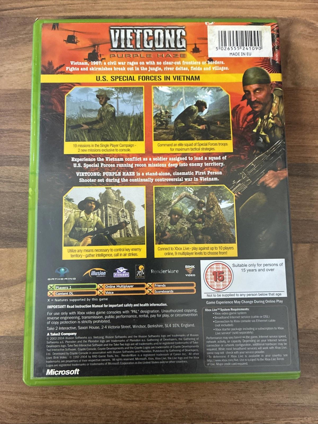 Vietcong Purple Haze (Microsoft Xbox, 2002) Complete with Manual
