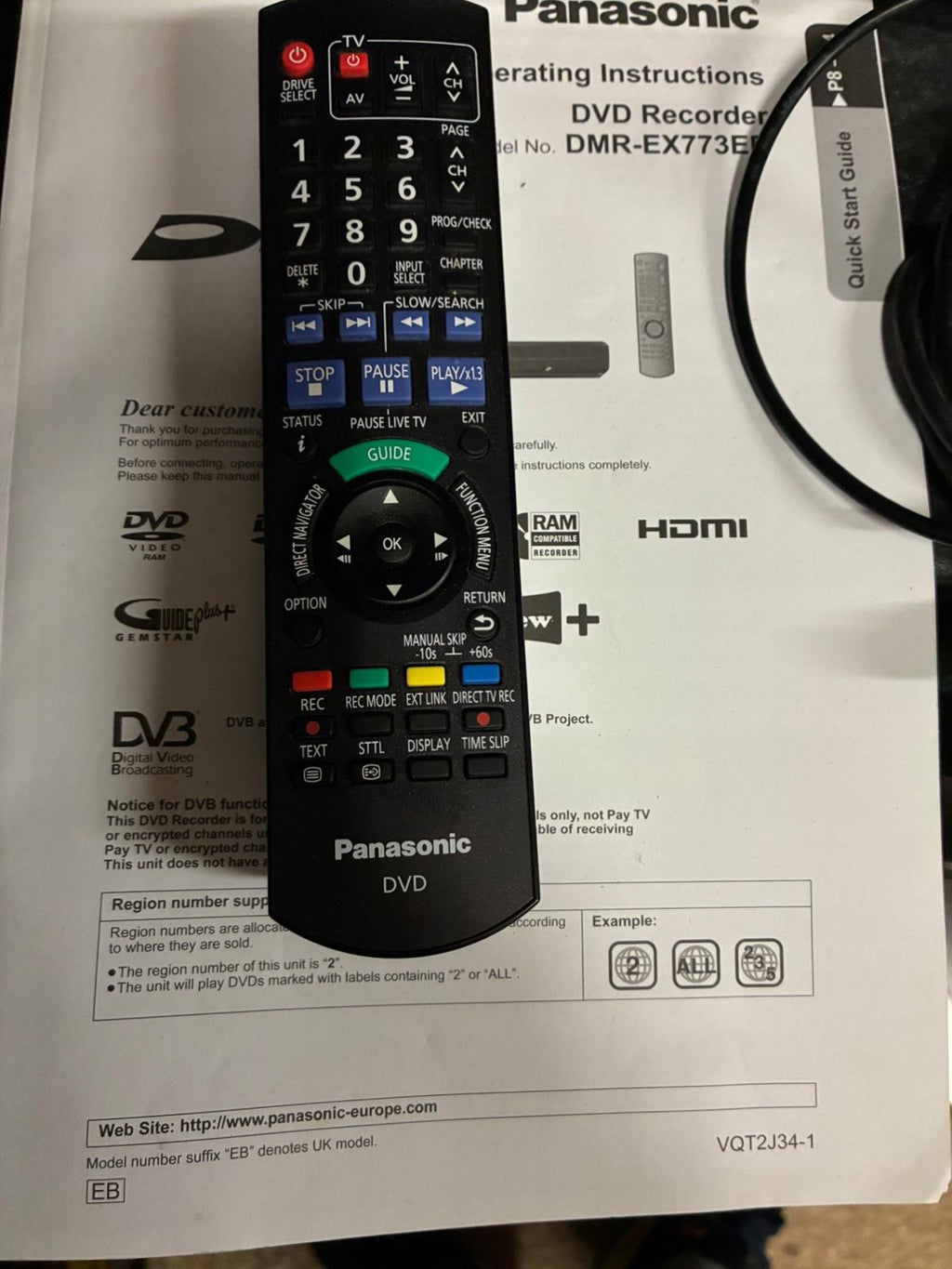 Panasonic DMR-EX773 Freeview DVD Recorder 160GB with Remote Black TESTED