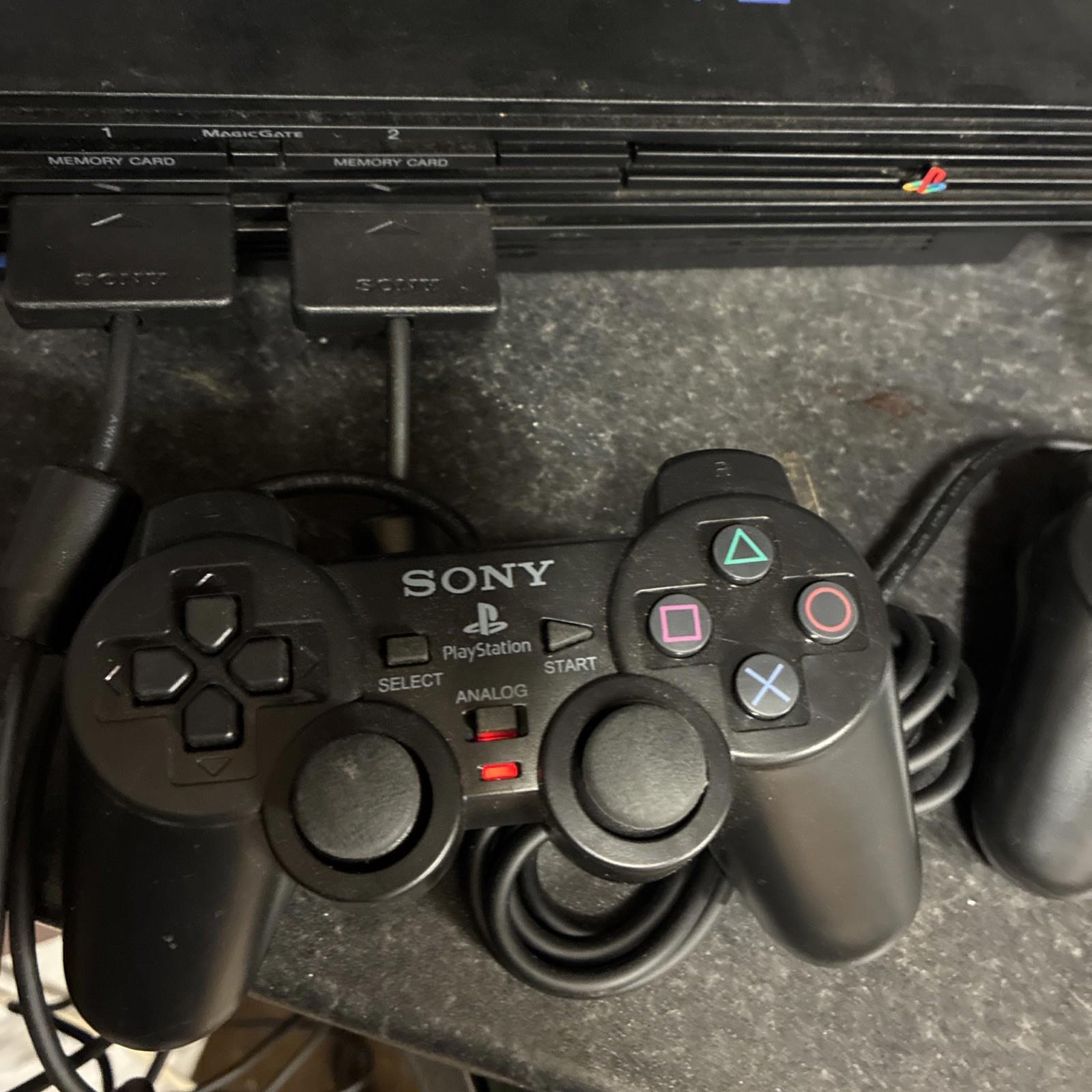 Sony Playstation Black PAL PS2 - SCPH-50003 Working 2 X Controllers & Memory 256