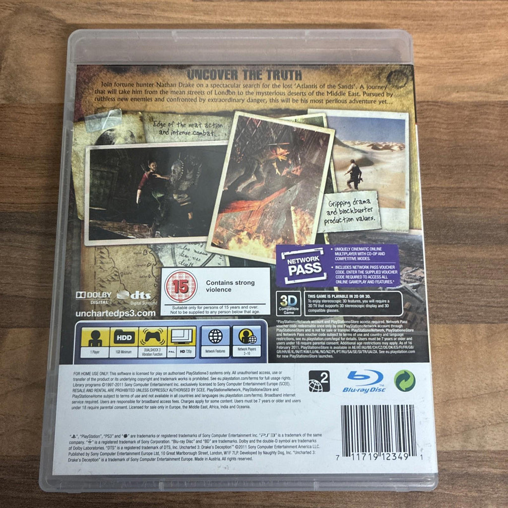 Uncharted 3 Drake's Deception Sony PlayStation 3 Ps3 Game