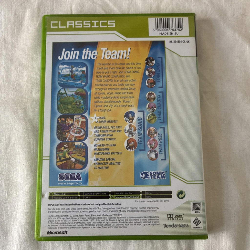 Sonic Heros (Microsoft Xbox, 2004) - Europe Version XBOX Classics Edition