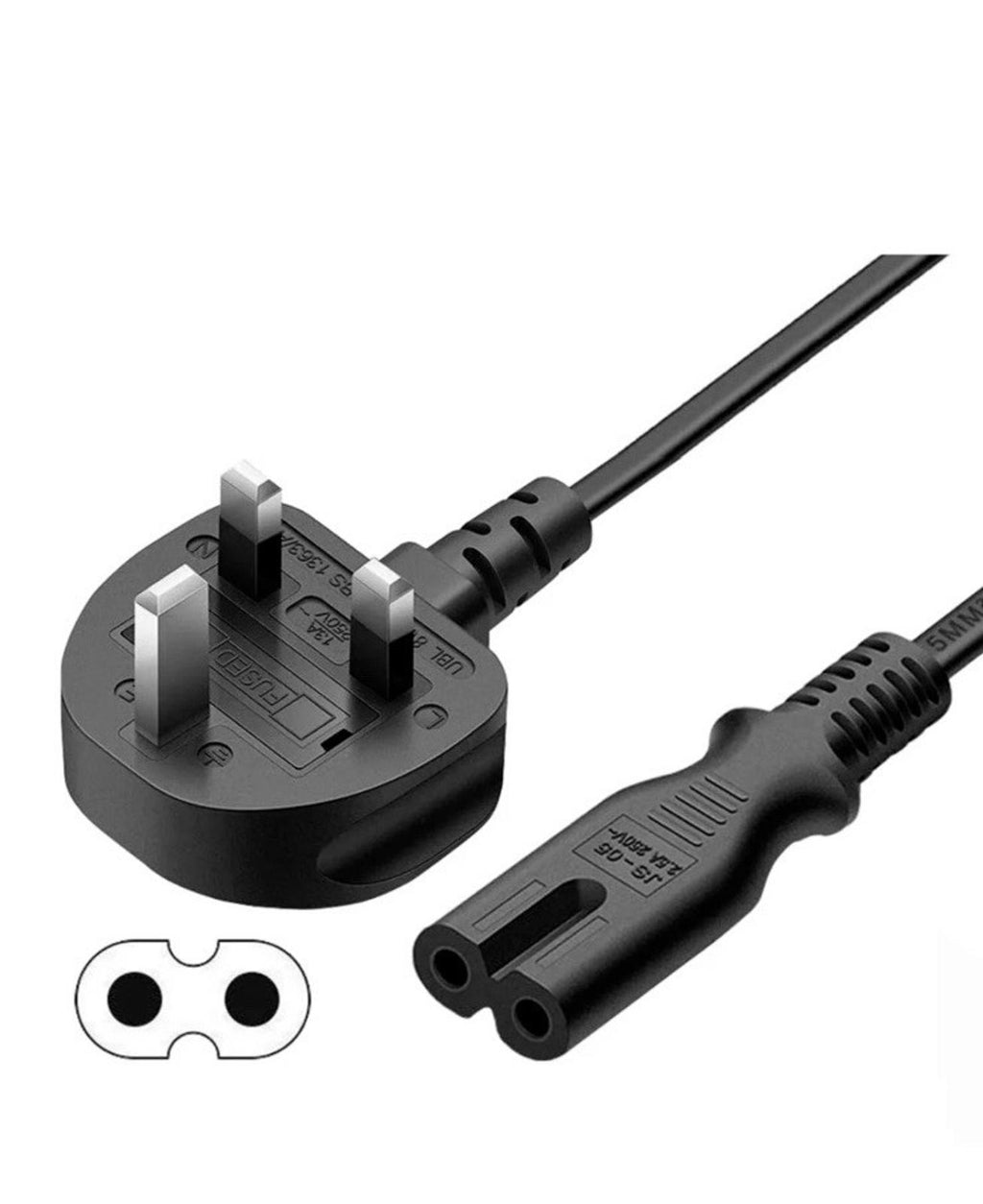 UK Figure 8 Power Cable - PlayStation/XBox/TV Mains/Laptop 5M Brand New