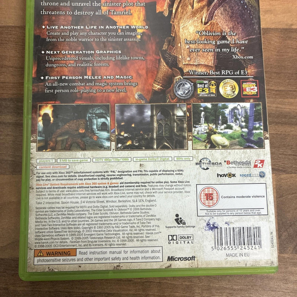 The Elder Scrolls IV: Oblivion (Xbox 360) Adventure: Role Playing Amazing Value