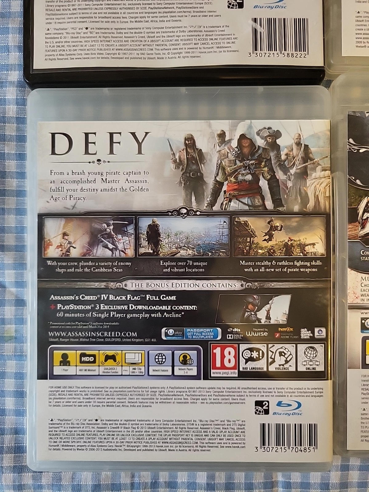 PS3 Assassins Creed Bundle Of 4 Games 2,Brotherhood, Black Flag Revelations