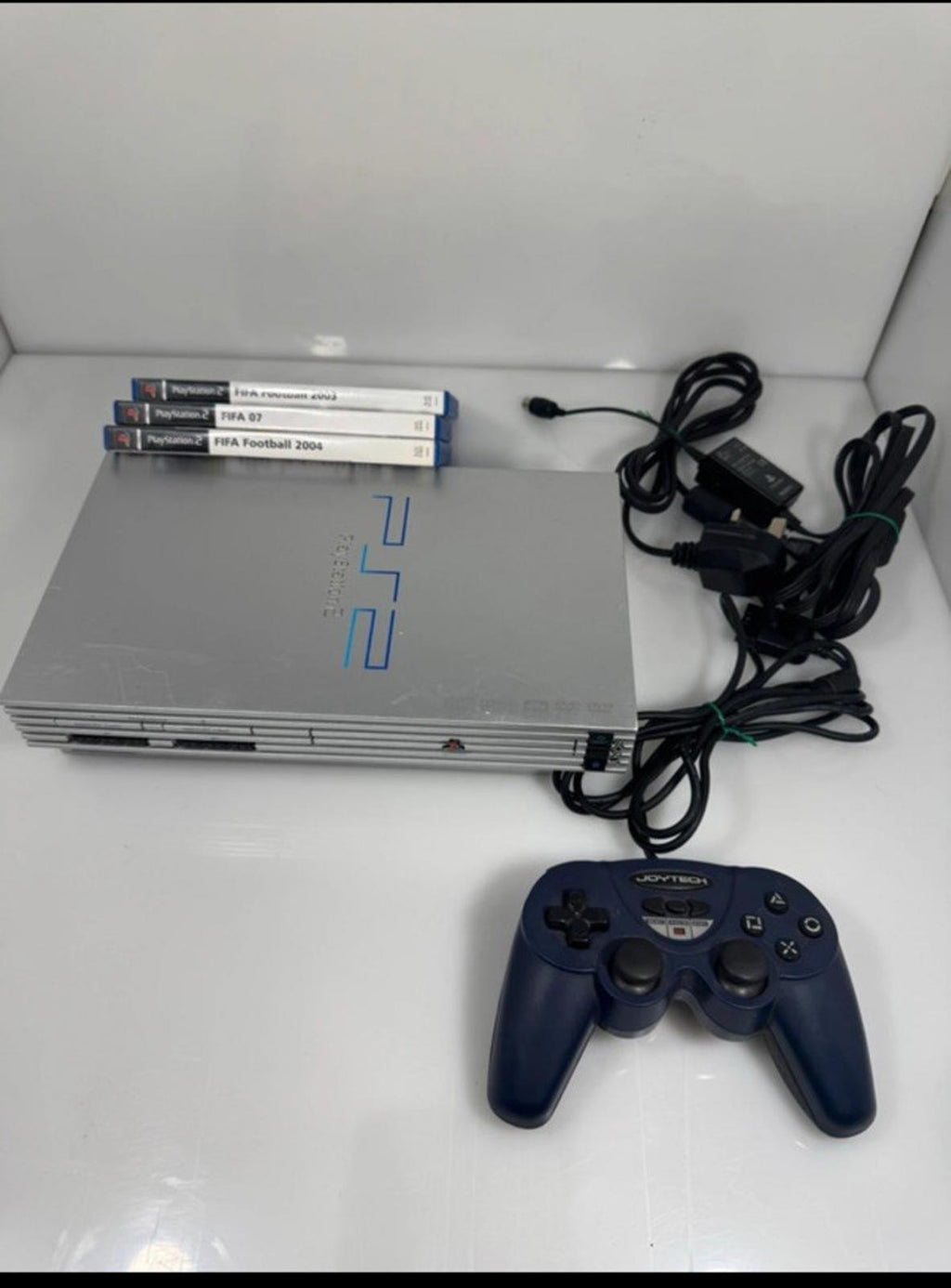 PS2 PlayStation Console Silver (PS2) with 3 Games and Controller. Working