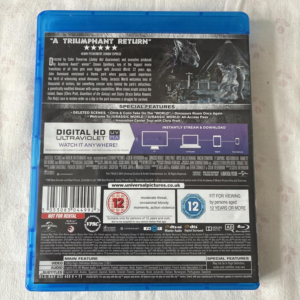 Jurassic World Blu-ray 2015