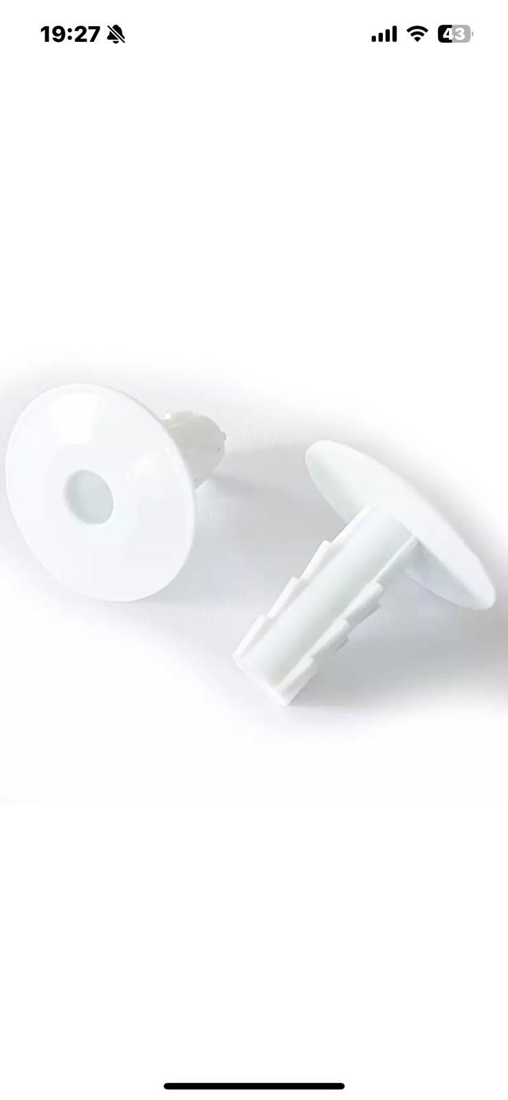 2 x Wall Hole Cable Tidy Grommets/Covers/Plugs WHITE Plastic (For 10mm/1cm hole)