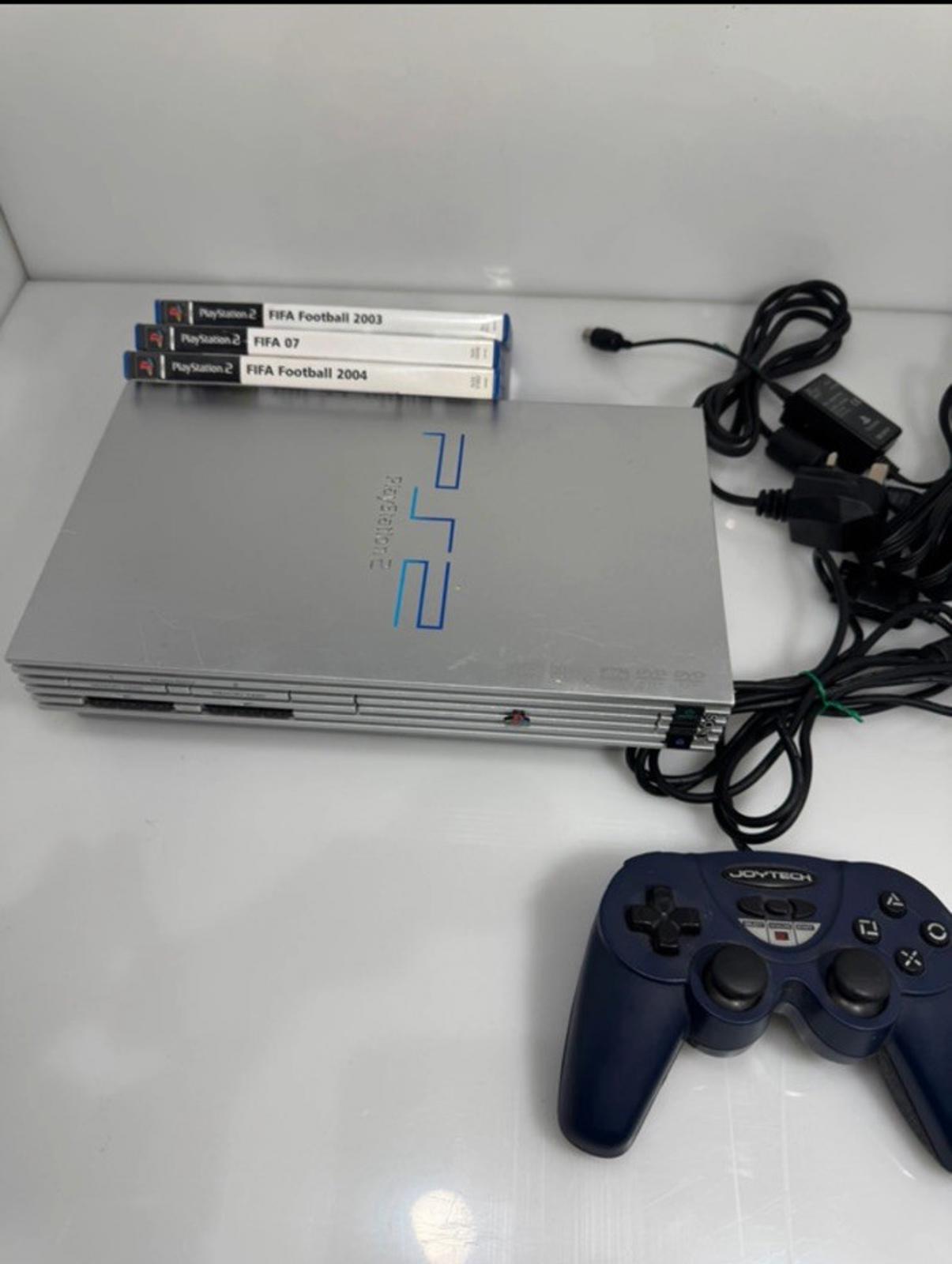 PS2 PlayStation Console Silver (PS2) with 3 Games and Controller. Working