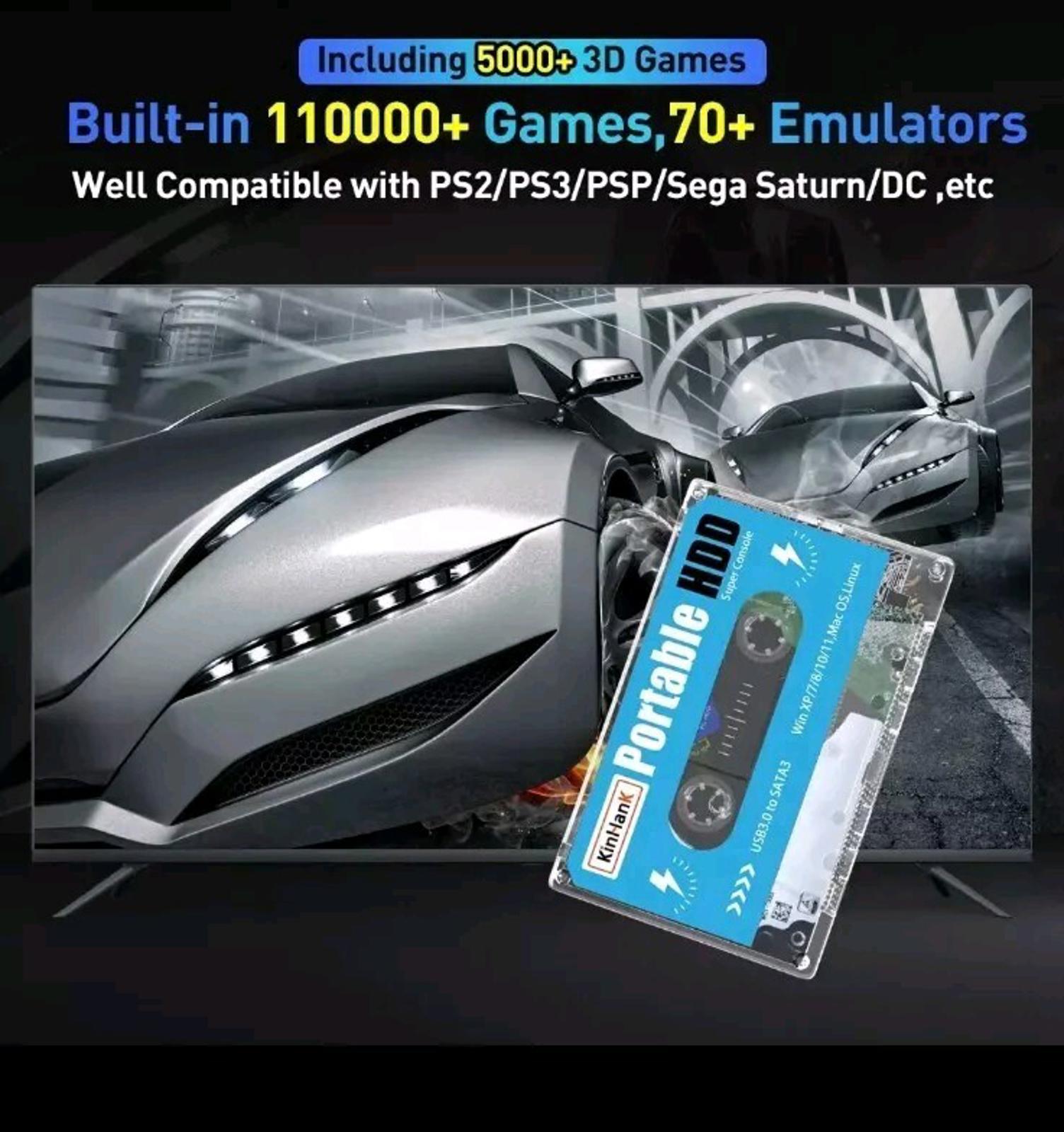KINHANK Super Console 500G HDD 100000 Games 70 Emulators DC/MAME/PS2/SS/NAOMI