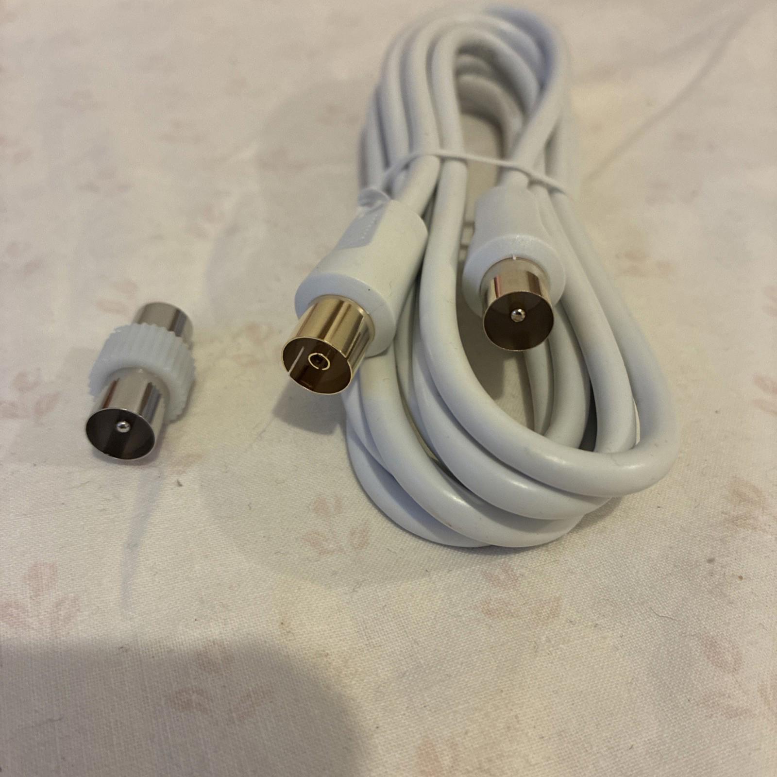 Coaxial TV Aerial Cable Coax Straight Extension Lead Male to Male Antenna 1M