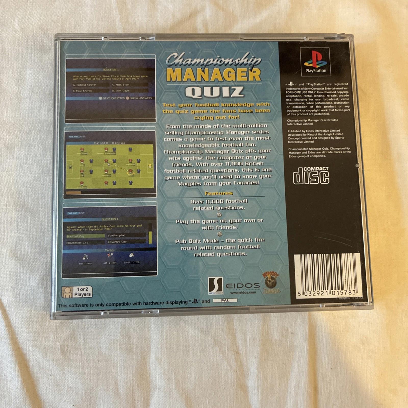 Championship Manager Quiz Sony PlayStation 1 Top-quality Free UK shipping