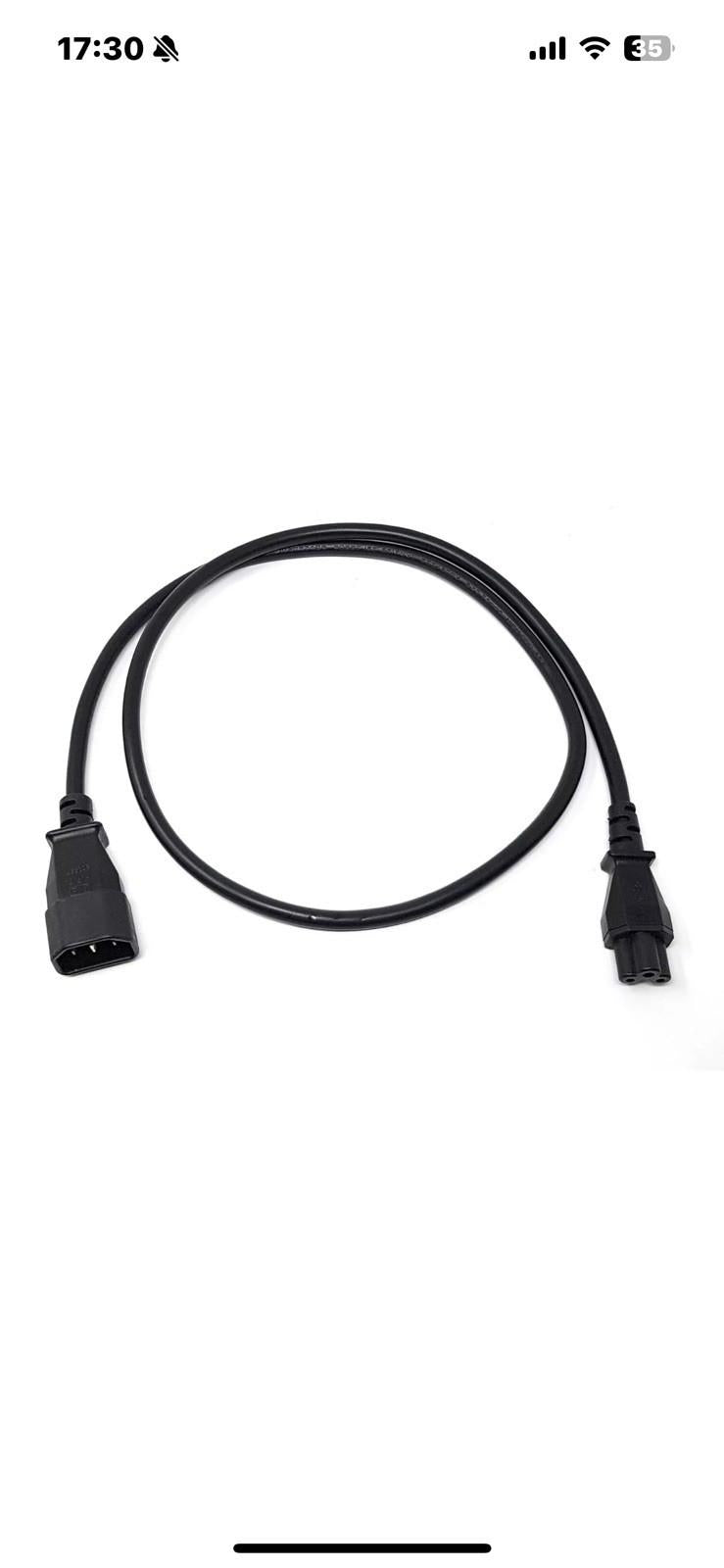 Mains Power IEC Plug C14 to Cloverleaf Socket C5 Power Cable 1m Long Cable