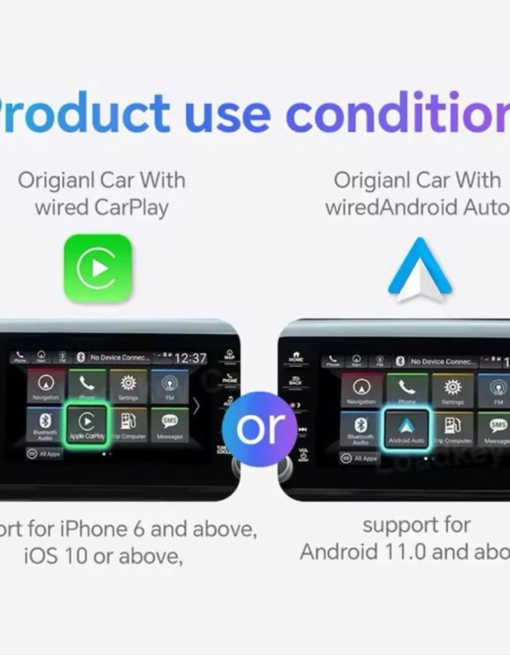 2 in 1 Wireless Android Auto Adapter Carplay Adapter USB Car Dongle Connect Box