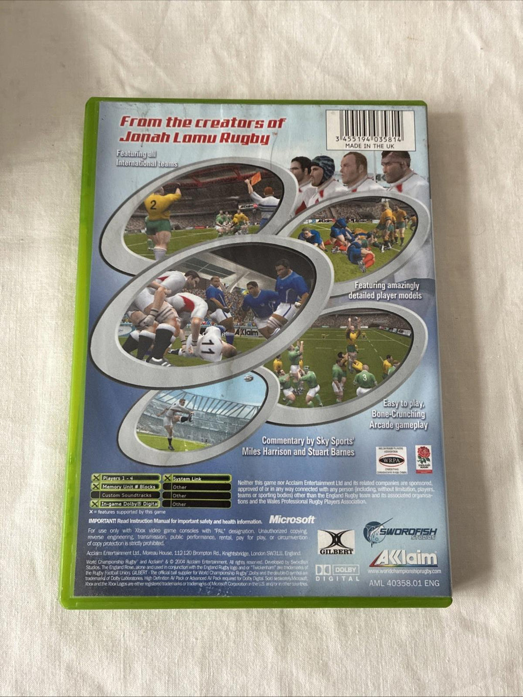 Xbox WCR World Championship Rugby - Complete With Manual