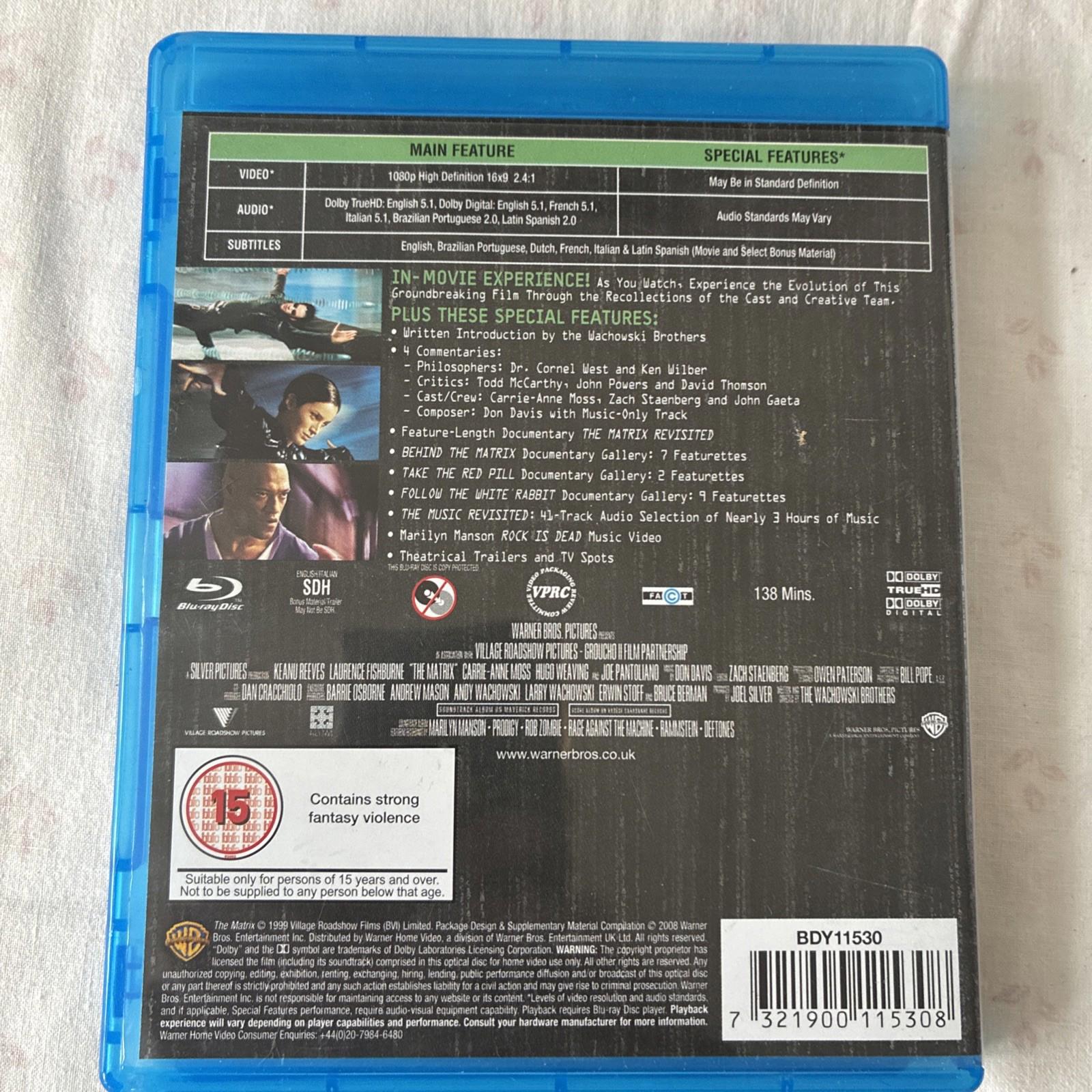The Matrix (Blu-ray, 2009) + Matrix 2&3 Blu Ray DVD’s