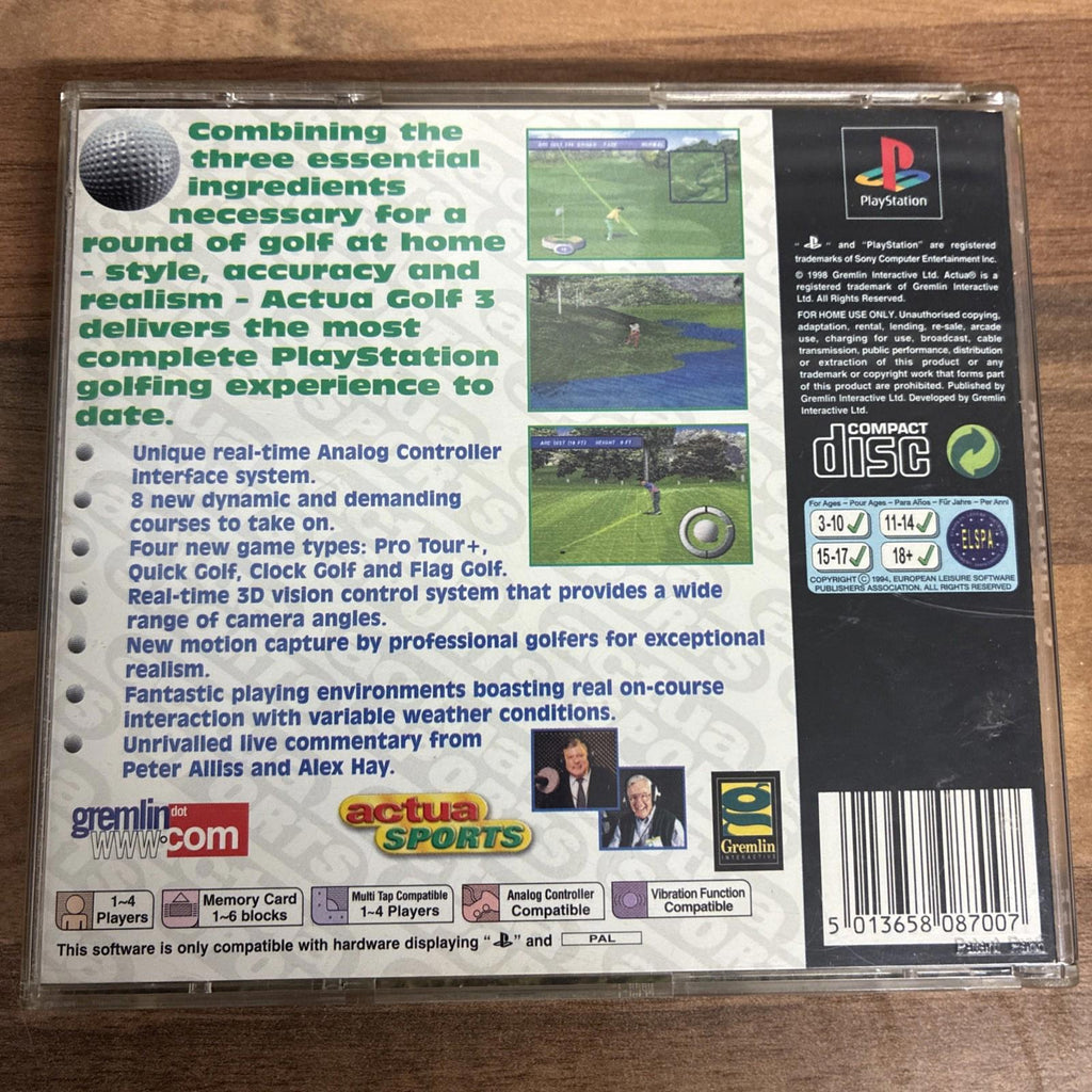 Actua Golf 3 - PlayStation 1 - Complete - Tested - PS1 Game