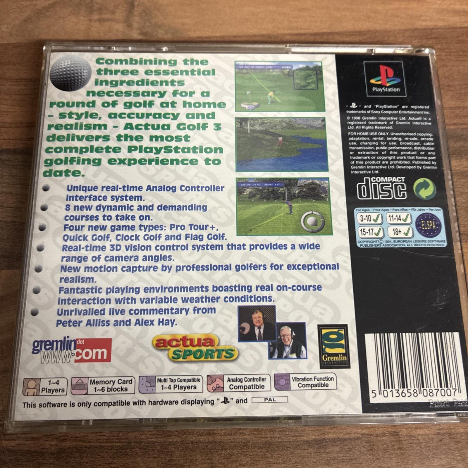 Actua Golf 3 - PlayStation 1 - Complete - Tested - PS1 Game