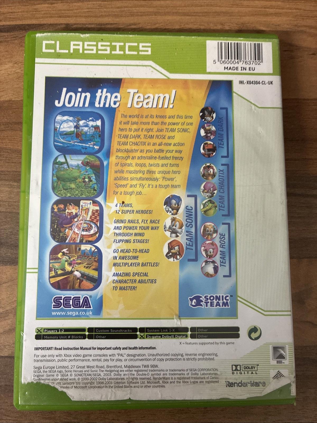 Sonic Heros (Microsoft Xbox, 2004) - Good Condition No Manual