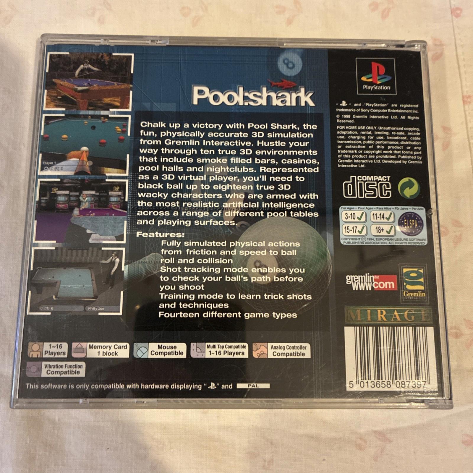 Pool Shark (Playstation PS1 Game) With Manual