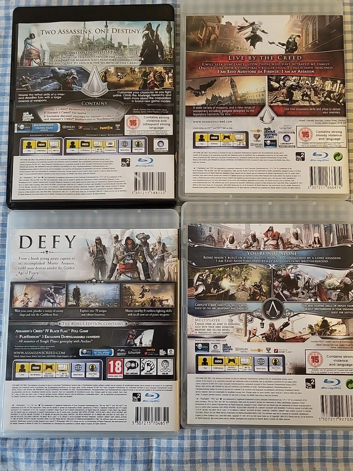 PS3 Assassins Creed Bundle Of 4 Games 2,Brotherhood, Black Flag Revelations