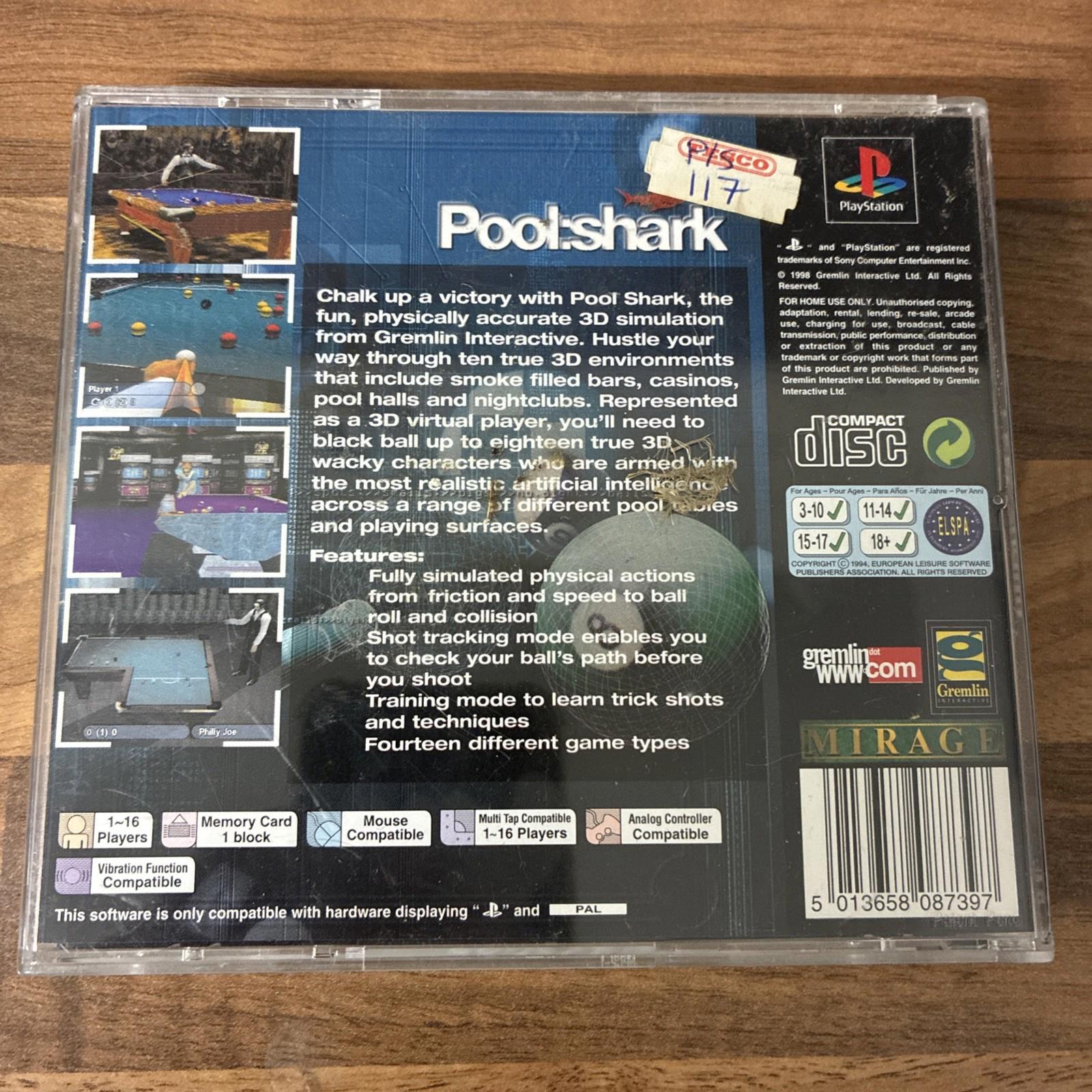 Pool Shark - Sony PS1 Game PlayStation 1 - complete with manual