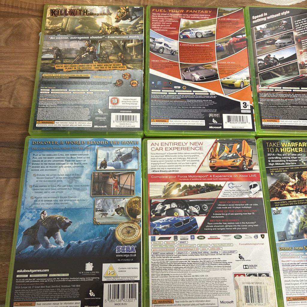 Xbox 360 Game Bundle x6 Inc Forza, HAWK, Bulletstorm & The Golden Compass VGC