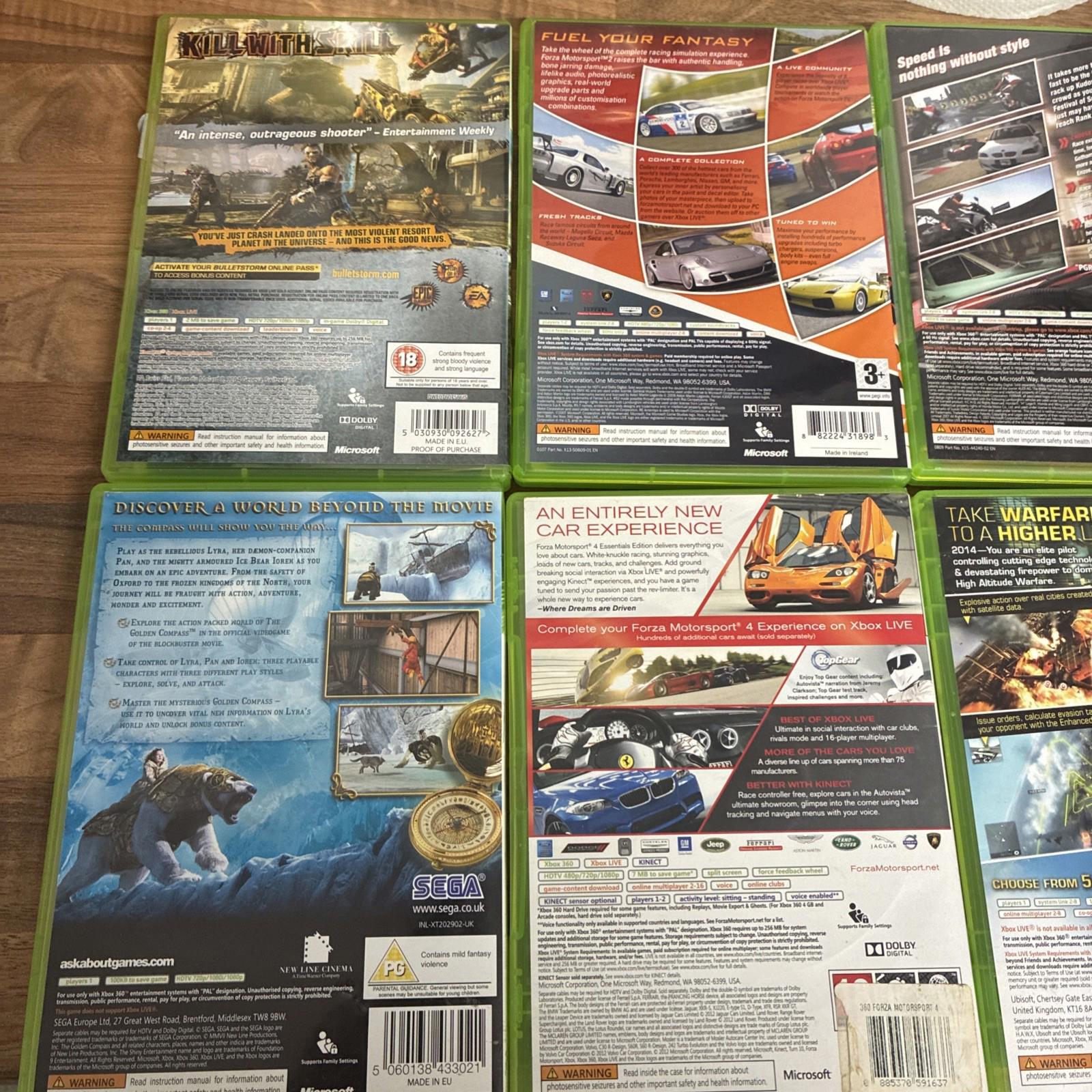 Xbox 360 Game Bundle x6 Inc Forza, HAWK, Bulletstorm & The Golden Compass VGC